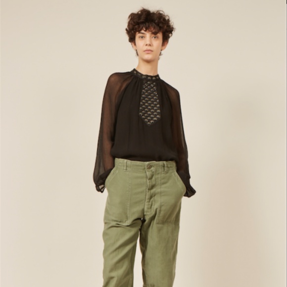 antik batik beaded neck tie blouse